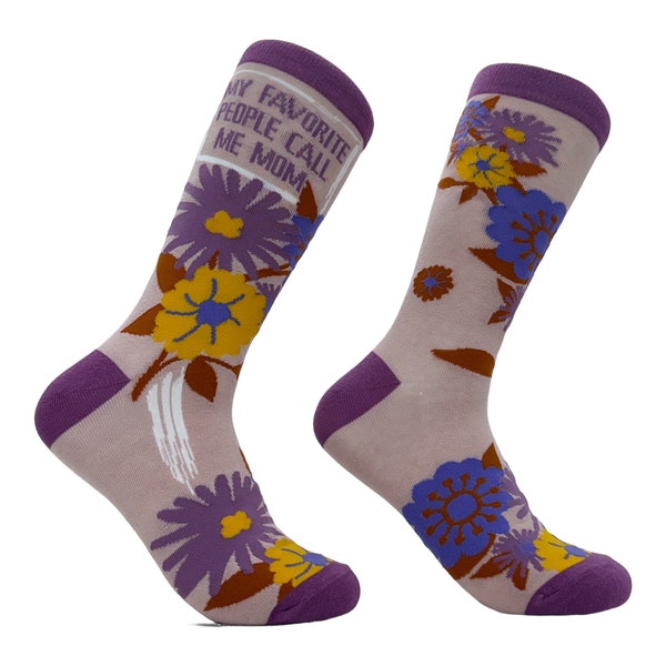 Frauen Lieblingsmenschen nennen mich Mama Socken, Blumen Damensocken, lustige Socken Frauen, Blumensocken Mama, süße Socken für Mama, Geschenk zum Muttertag