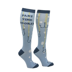 Funny Dad Socks, Part Time Hooker Socks, Funky Fishing Socks, Fisherman Gifts Under 15, Dad Socks, Inappropriate Socks, Compression Socks Compression Socks US adult sock