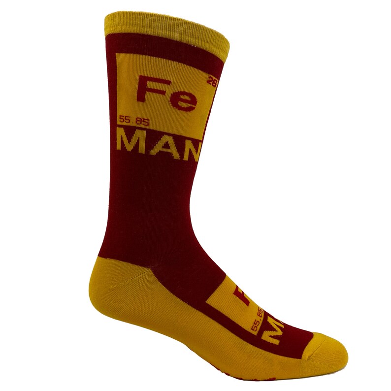 Iron Man, Mens Socks, Funny Nerd Socks, Periodic Table Socks, Science Gifts, Guys Gifts Under 20, Chemistry Gifts, Teacher Socks image 5