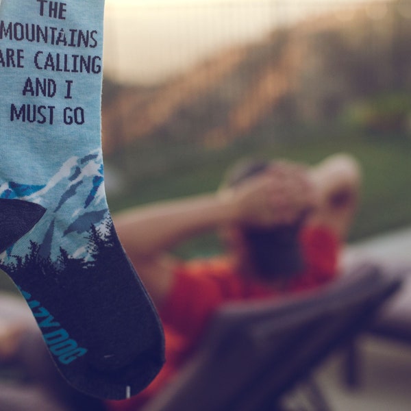 Unisex Mountains Are Calling And I Must Go Socks , Mountain Socks, Hiking Socks, Funky Mens Socks, Funny Socks Unisex, Forest Socks