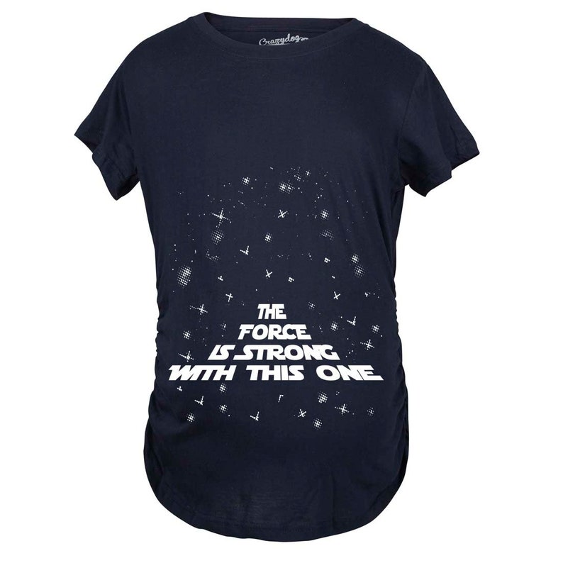 Die Kraft ist stark mit diesem einen Mutterschafts-T-Shirt, niedliche Mutterschafts-T-Shirts, lustiges Schwangerschafts-T-Shirt, Mama, zum T-Shirt zu sein, lustige Mutterschaft Navy
