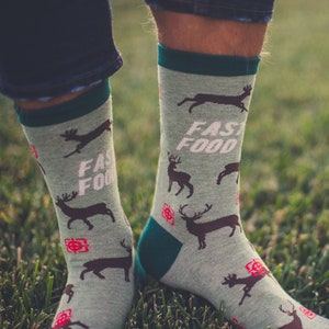 Fast Food Mens Socks, Funny Dad Socks, Hunting Socks, Hunter Gifts, Guys Gifts Under 20, Football Gifts, Mens Socks, Funny Hunting Socks