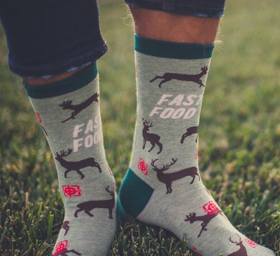 Fast Food Mens Socks, Funny Dad Socks, Hunting Socks, Hunter Gifts, Guys Gifts Under 20, Football Gifts, Mens Socks, Funny Hunting Socks Il_570xn