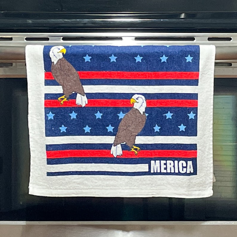 Crazy Dog T-Shirts Merica Eagle Tea Towel - Thumbnail 3