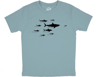 Youth Shark Types T-Shirt, Ocean Lover Kids Shirt