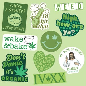 Pegatinas divertidas de memes de marihuana, calcomanías grandes de cannabis, pegatinas de marihuana 420