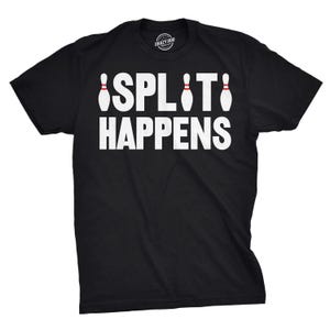 Bowling-T-Shirt „Split Happens“, lustiges Bowling-Shirt für Herren, Geschenk für Bowlingteams