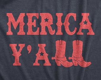 Merica Y'all シャツ、アメリカ T シャツ レディース、面白い 7 月 4