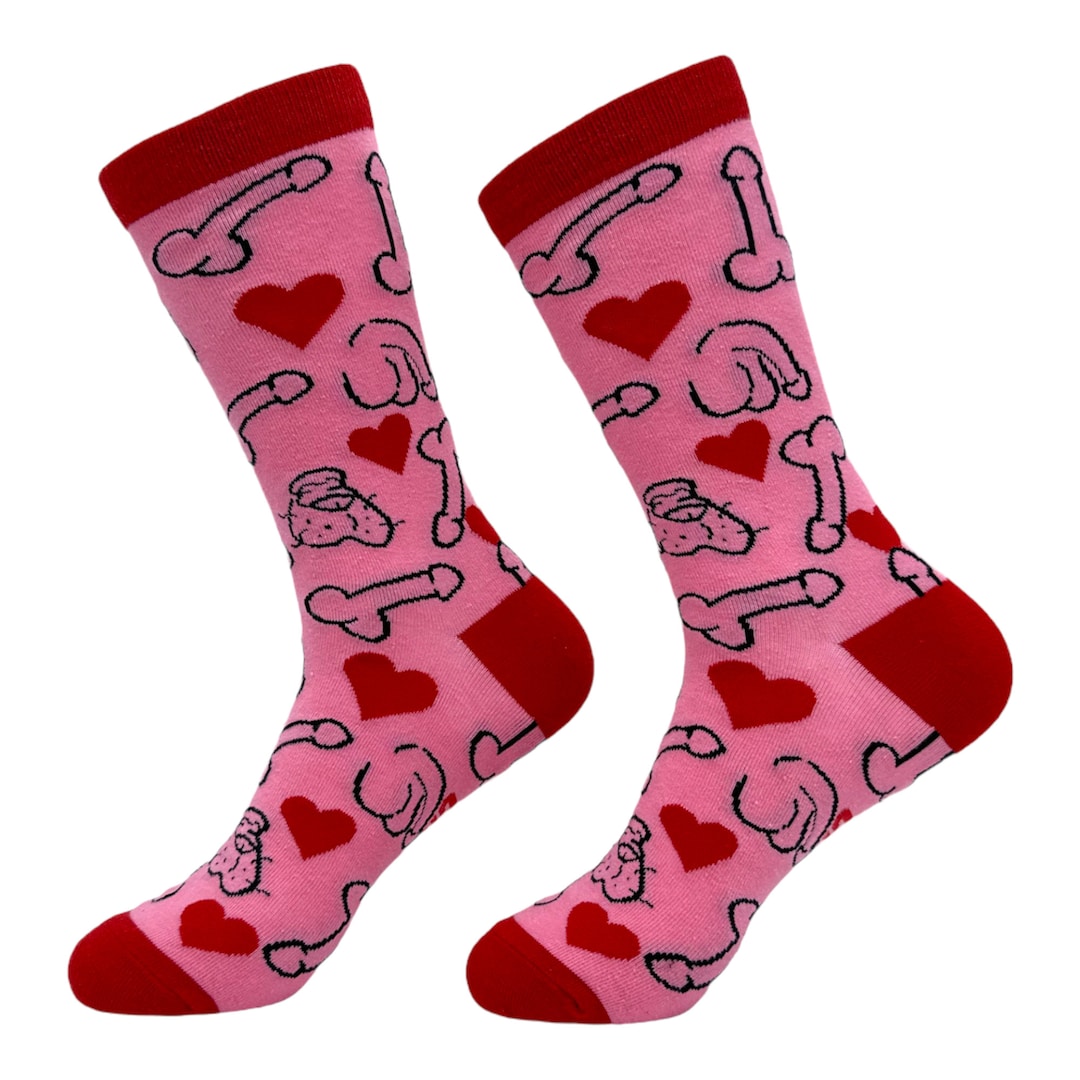 Penis, Balls, Heart Socks, Gross Socks, Cute Womens Socks, Novelty ...