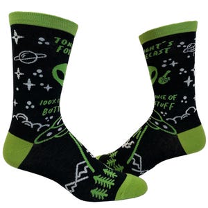 Socken mit Alien-Po-Motiv, lustige bestickte Socken aus Baumwollmischgewebe