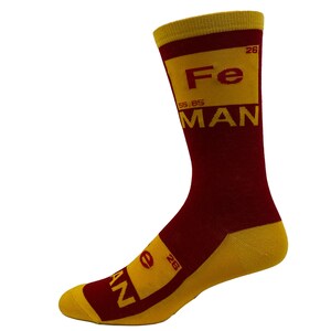 Iron Man, Mens Socks, Funny Nerd Socks, Periodic Table Socks, Science Gifts, Guys Gifts Under 20, Chemistry Gifts, Teacher Socks image 6