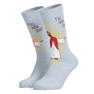 Y&#39;all Need Jesus, Christian Socks, Jesus Socks, Jesus Lover Gifts, Novelty Socks, Funny Socks Women, Love Jesus Socks, Compression Socks