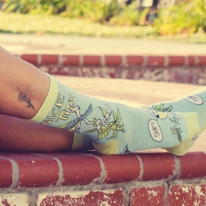 Unisex Bird Socks, Embroidered Titmouse Funny Socks