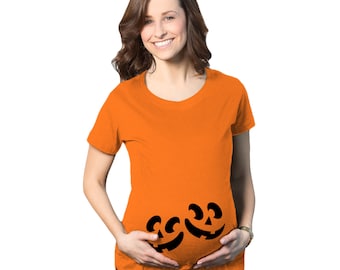 Halloween TWINS Maternity Shirt, Pumpkin Face Maternity Shirt, Halloween Pregnant Gift, Halloween Costume Pregnant, Pumpkin Pregnancy, TWINS