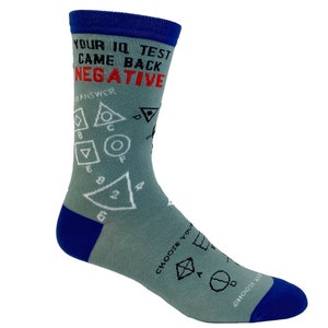 Calcetines con resultado negativo en el test de CI, calcetines bordados divertidos para nerds imagen 3