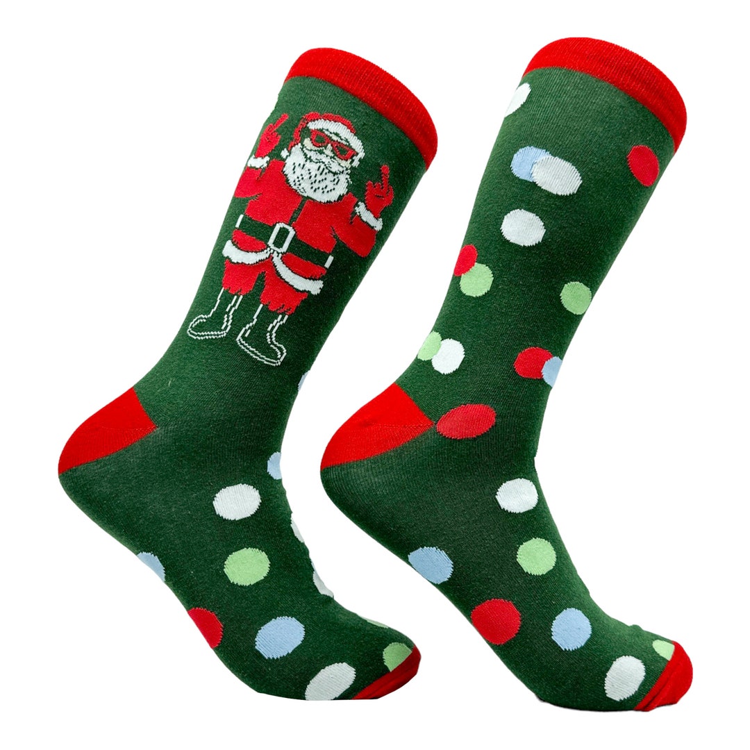 Christmas Socks, Santa Flipping the Bird, Middle Finger, Rude Socks ...