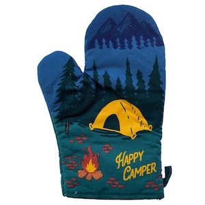 Happy Camper Oven Mitt, Camping Kitchen Decor
