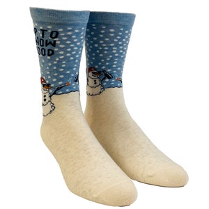 Christmas Socks, Adult Christmas Humor Socks, Men's Socks, Festive Winter Socks, Up To Snow Good, Snowman Socks image 6