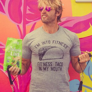 Funny Fitness Taco T-Shirt, Mens Foodie Tee image 3