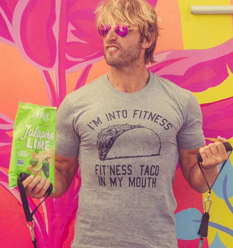 Funny Fitness Taco T-Shirt, Mens Foodie Tee image 3