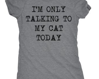 Camiseta divertida para mamás de gatos: Hoy solo hablo con mi gato.