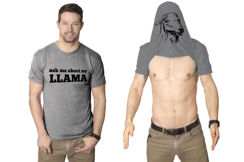 Llama Shirt, Ask Me About My Llama, Funny Shirt, Mens Funny T Shirt, Flip Shirt, Mens Cool Shirt, Llama Flip Shirt, Funny Llama Shirt 