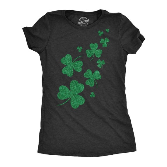 Cute Shamrock Women Tshirts,St. Pattys Day Shirts,Shramrock Shirt, Green Glitter Shamrock, St Patricks Day Shirts, Funny Shirts, Cute Shirts Il_570xn