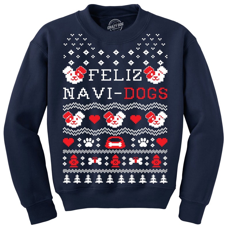 Feliz Navidad Christmas Sweater, Sweatshirt, Feliz Navidogs Shirt, Dog Christmas Sweater,Tacky Christmas, Reindeer Sweater,Co Worker Gift zdjęcie 1