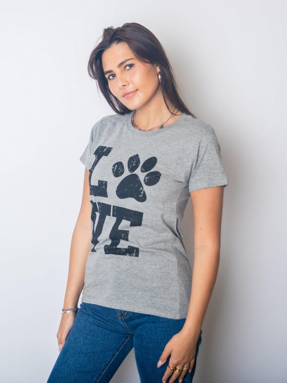 Love Dog Paw Print Shirt, Funny Dog Owner Gift