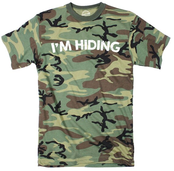 Camo Shirt Men, Im Hiding Mens Hunting Shirt, Hunter Shirt, Camping Hunting Gift, Camouflage Shirt, Gun Owner Shirt Il_570xn