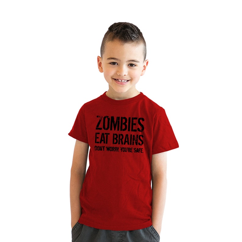 Kids Zombie Shirt, Zombie Apocalypse T Shirt, Funny Zombie Clothes, Halloween Zombie Shirt, Youth Zombies Eat Brains T Shirt image 2