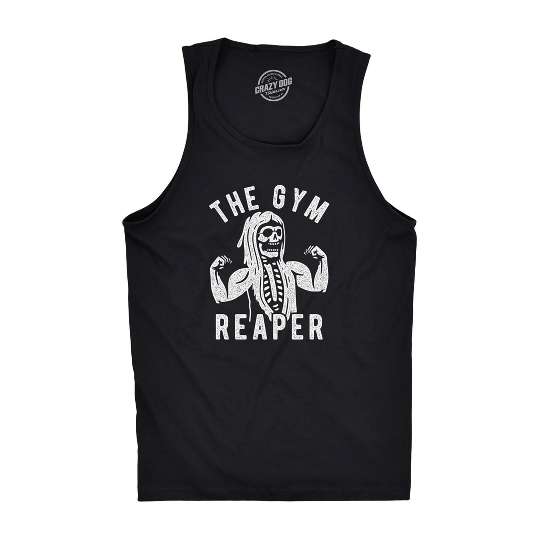 Funny Workout Shirts, the Gym Reaper, the Grim Reaper, Halloween Tank Top, Mens Workout Tank