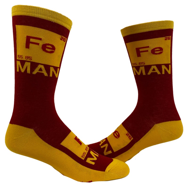 Iron Man, Mens Socks, Funny Nerd Socks, Periodic Table Socks, Science Gifts, Guys Gifts Under 20, Chemistry Gifts, Teacher Socks image 4