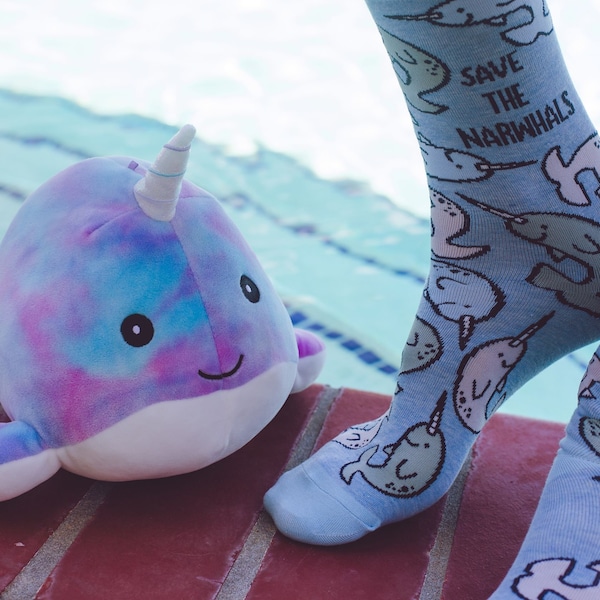 Save The Narwhals, Narwhal Socks, Youth Socks, Ocean Lover Gifts, Womens Novelty Socks, Funny Socks Women, Kids Socks