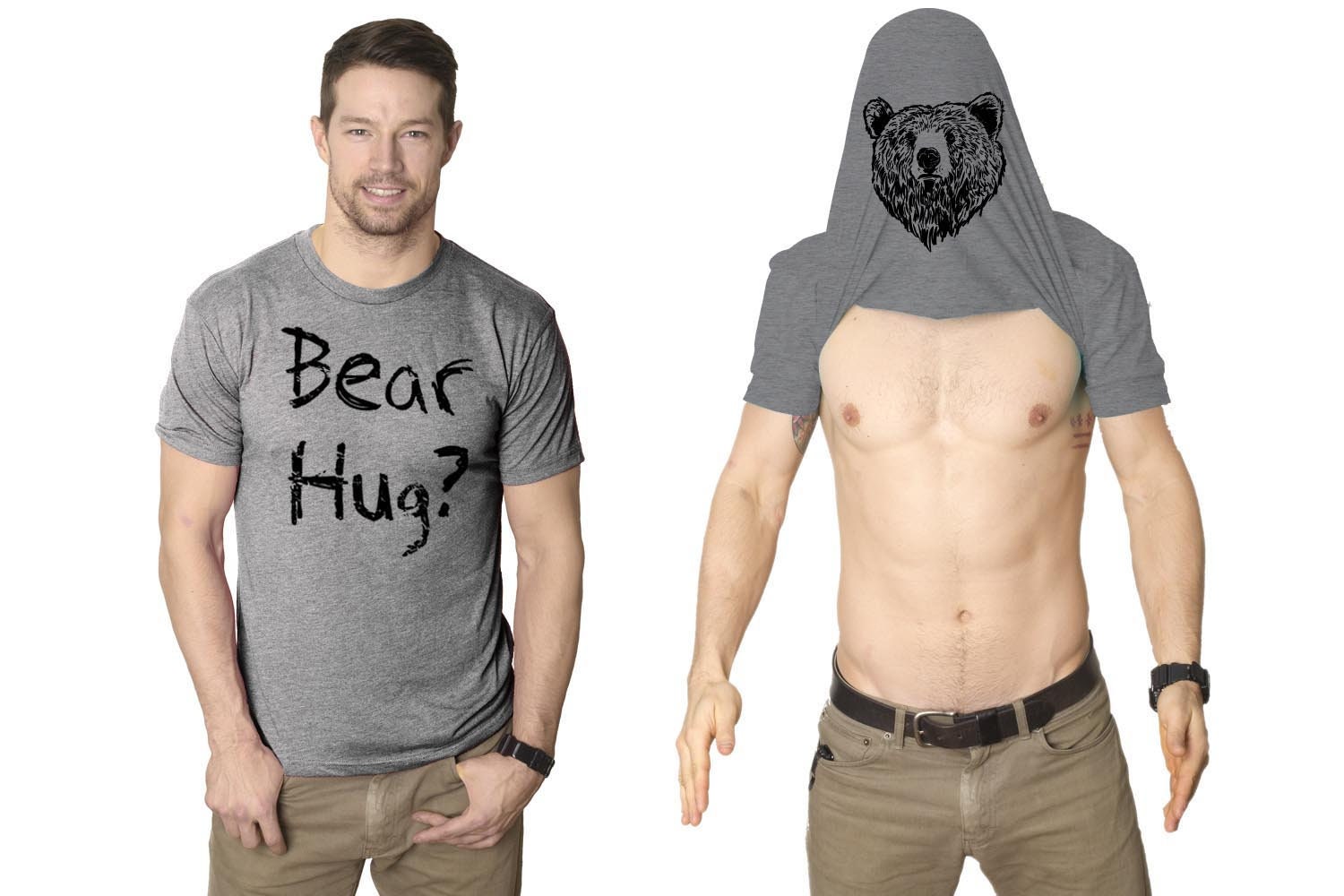 Bear Hug Flip T-shirt, Funny Graphic Tee - Etsy