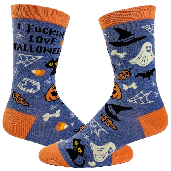 I Fucking Love Halloween, Ghost Socks, Funny Womens Witch Socks, Funky Socks, Halloween Lover Socks, Vampire Socks