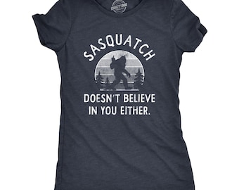 Camiseta Sasquatch para mujer, divertida camiseta con gráfico de Pie Grande