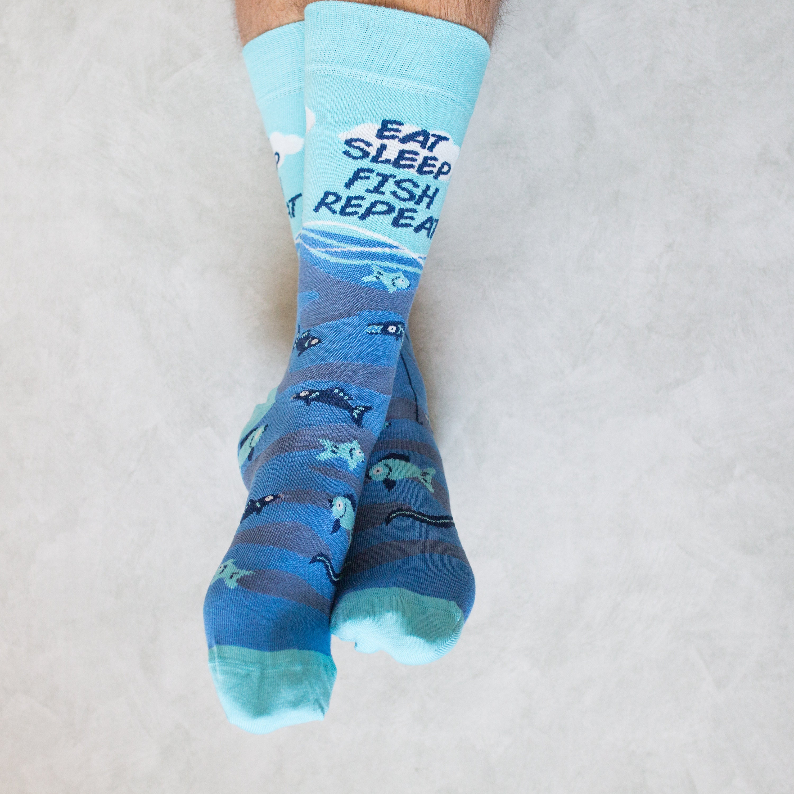 Funny Dad Socks Eat Sleep Fish Repeat Socks Funky Fishing Etsy