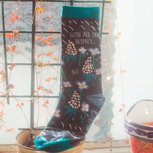 Women&#39;s All Due Respect... NO Socks , Vintage Socks, Inappropriate Socks, Funky Womens Socks, Funny Socks, Introvert Socks, Floral Socks