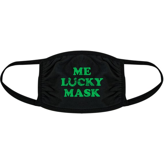 ME Lucky Face Mask Adult BLACK 100% Cotton High Quality Reusable Face Masks, 2020 Quarantine Masks, St. Patrick's Day Masks Il_570xn