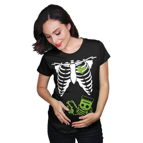 Frankenstein Skeleton Maternity Shirt, Funny Pregnant Shirt, Halloween Maternity Shirt, Maternity Costume