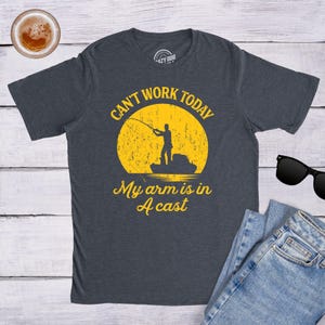 Funny Fishing T-Shirt, Fisherman Gift, Arm Cast Graphic Tee T-Shirt