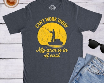 Funny Fishing T-Shirt, Fisherman Gift, Arm Cast Graphic Tee