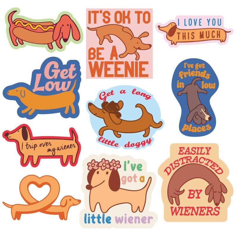 Dachshund Sticker Pack - 10 Fun Wiener Dog Decals for Dog Lovers image 2