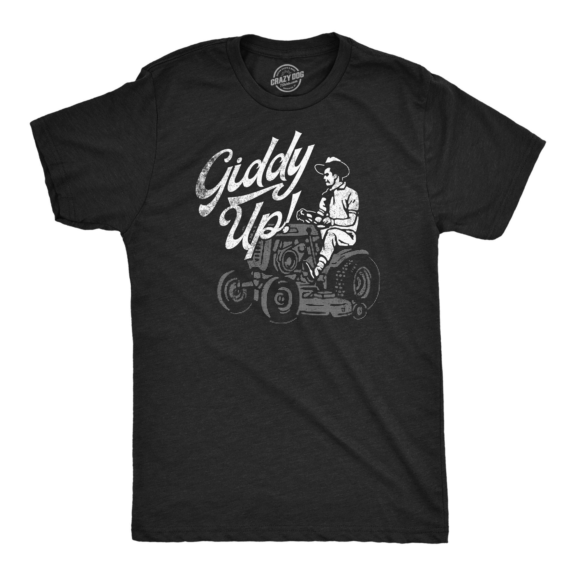 Giddy Up, Dad Shirts, Funny Outdoors Shirts, Funny Men's T-shirts, Mowing The Lawn Shirts, Funny Outdoors Shirts, Lawn Mower, Cowboy
