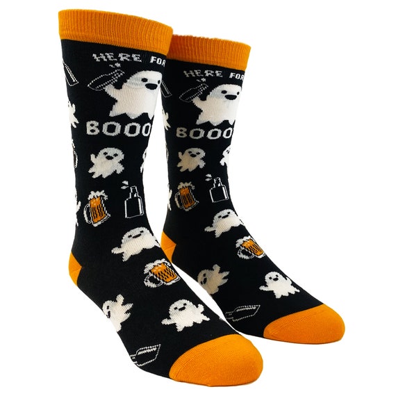 Here For The Booze, Funny Unisex Halloweeen Socks, Groomsmen Drinking Socks, Funky Ghost Socks, Mens And Womens Funny Socks, Halloween Socks Il_570xn