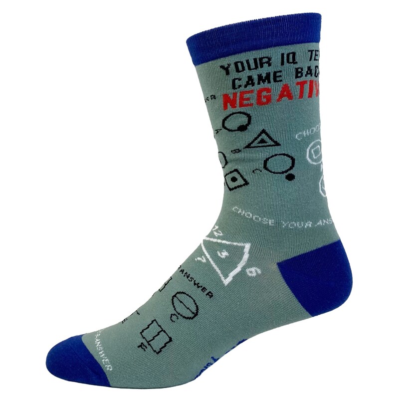 Calcetines con resultado negativo en el test de CI, calcetines bordados divertidos para nerds imagen 2