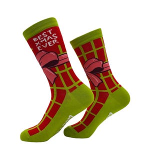 Best Christmas Ever, Christmas Present Socks, Checker Print Socks, Christmas Socks, Christmas Humor Socks, Festive Socks, Christmas Gift