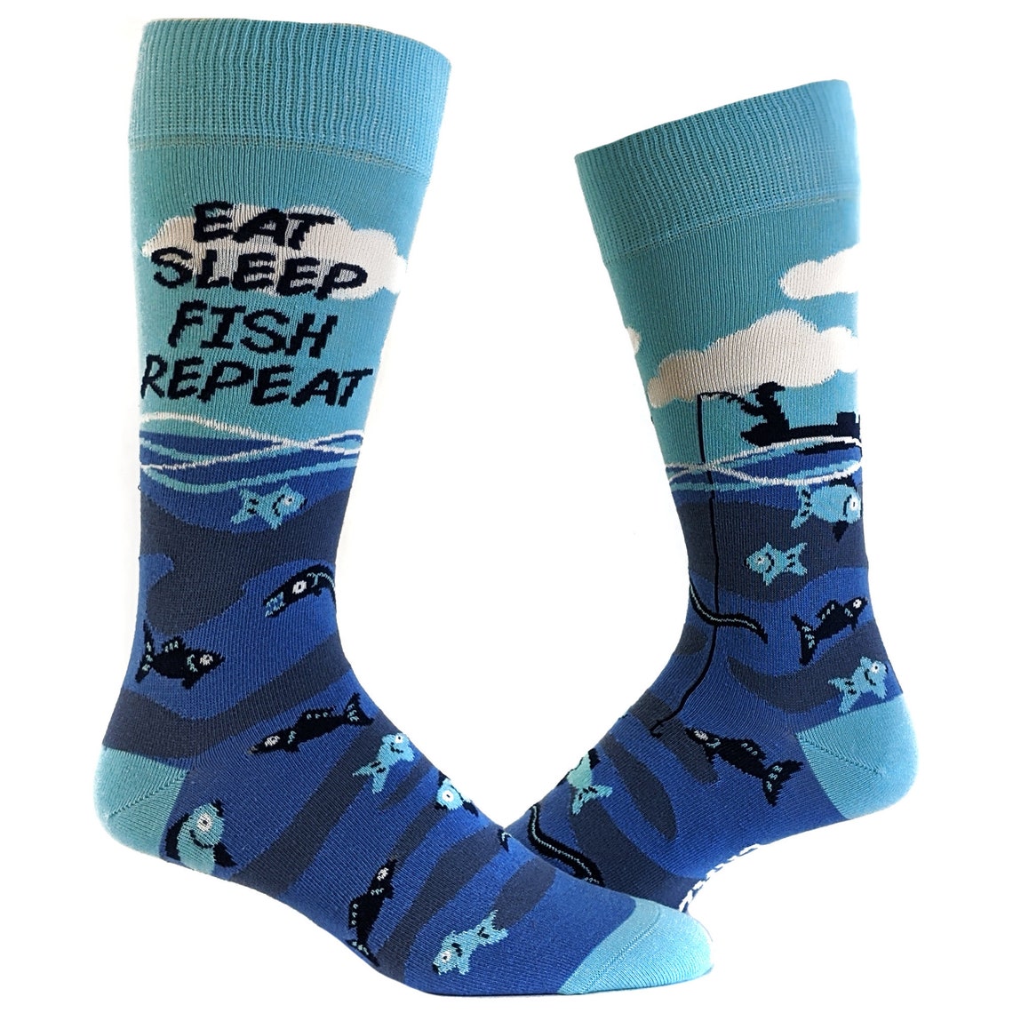 Funny Dad Socks Eat Sleep Fish Repeat Socks Funky Fishing Etsy