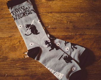 Funny Dad Socks, Every Kitty was Kung Fu Fighting Socks, Ninja Socks, Guys Gifts Under 20, Cat Gifts, Mens Cat Socks
